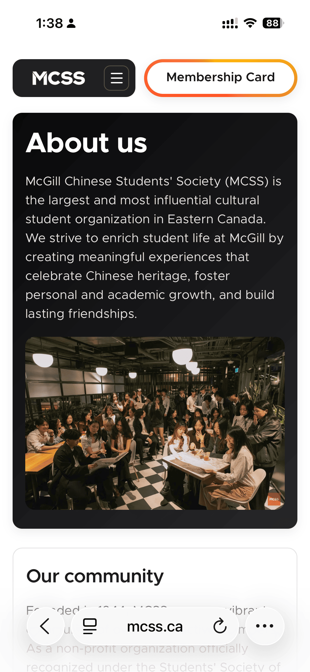 MCSS mobile about page