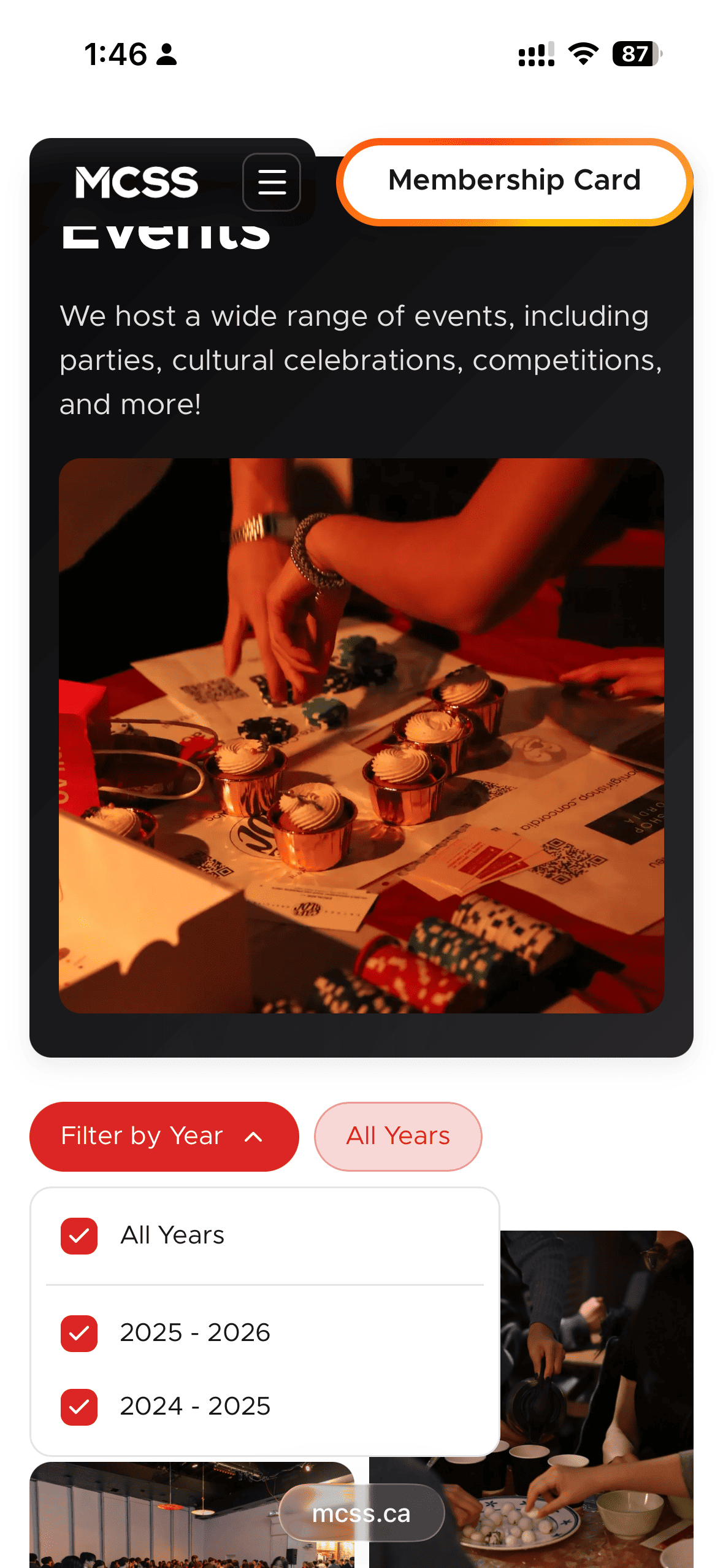 MCSS mobile events page