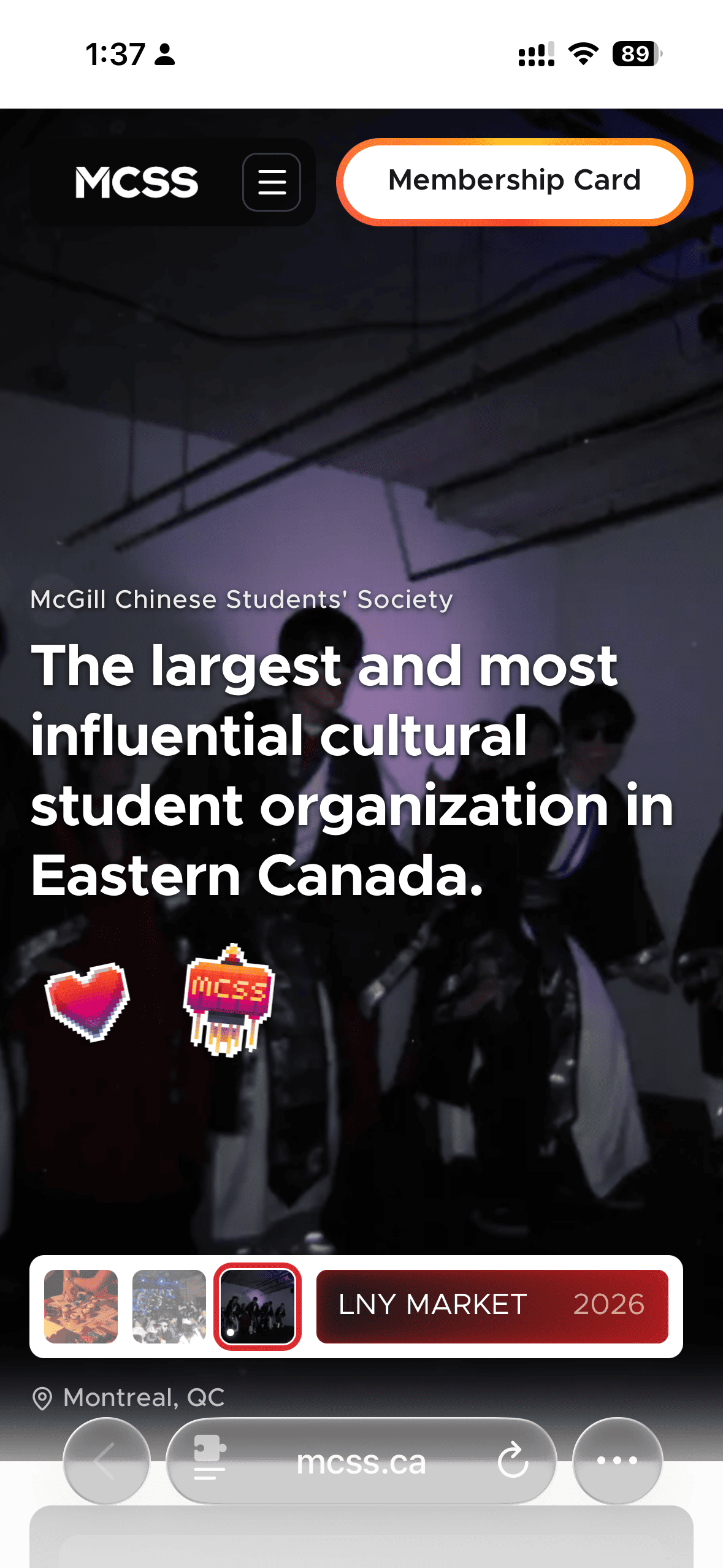 MCSS mobile homepage